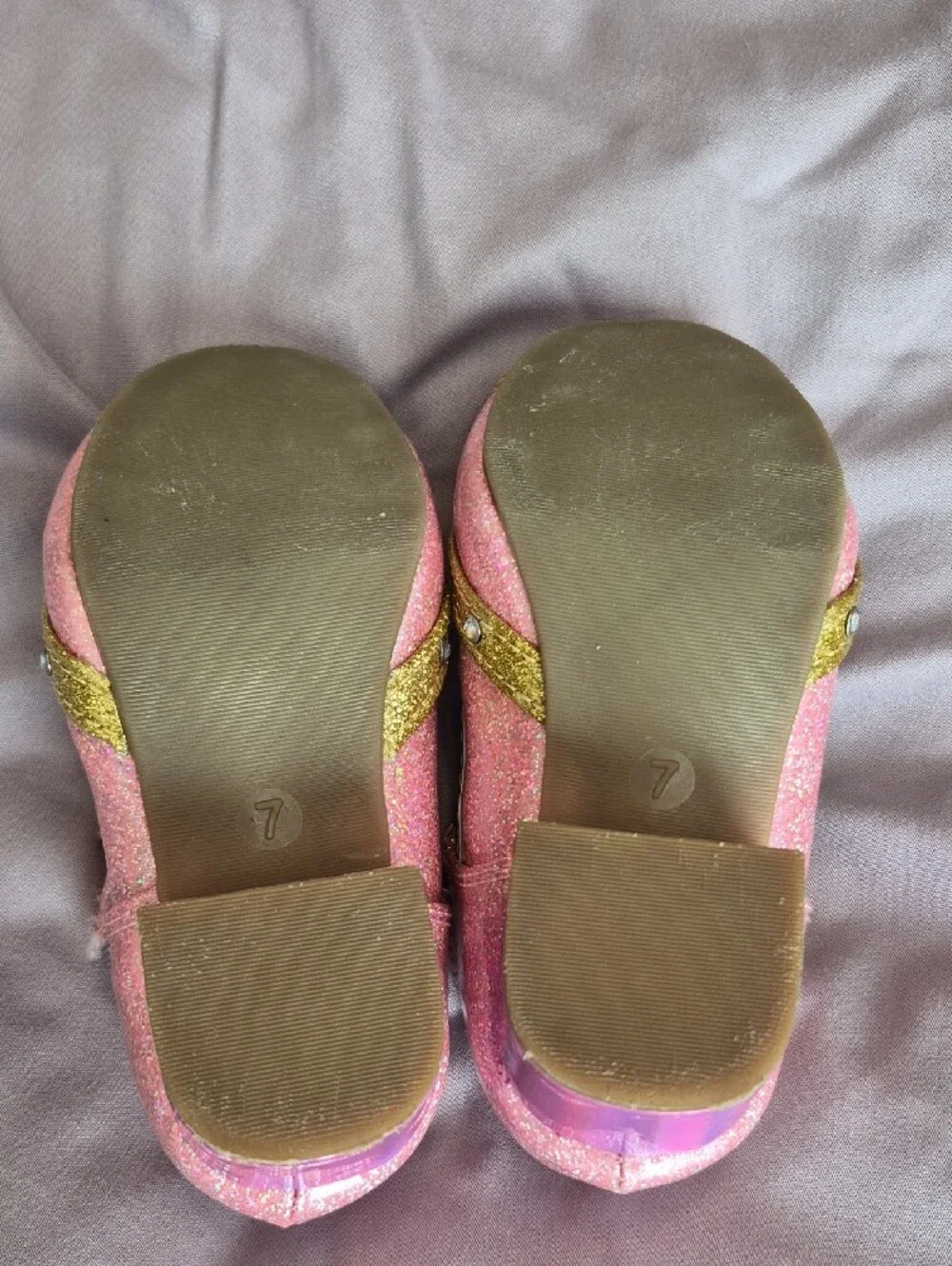 Disney Princess Toddler Pink Glitter Princess Bow Mary Jane Shoes with Heart Gem